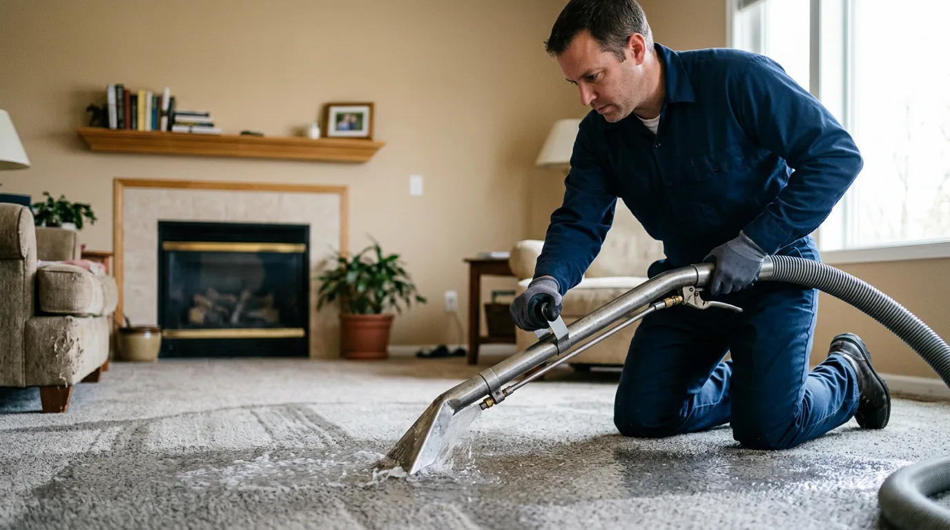 Water damage restoration technician working near West Columbia, WV